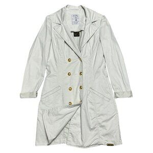 VIA UNICA Cotton Khaki Cargo Long Spring Fall Business Casual Jacket Coat Small